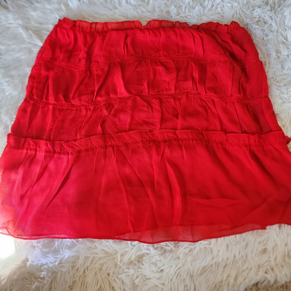 3/$20 - Red Chiffon High Waist Mini Skirt - Picture 4 of 8